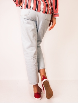 Jeans Boyfriend Rupti Dama Albastru Deschis