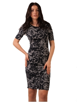 Rochie Mulata Cu Flori Negru Si Gri