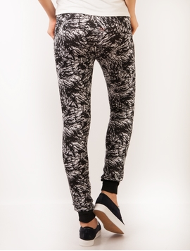Pantaloni Dama Trening Cu Imprimeu Negru Si Alb