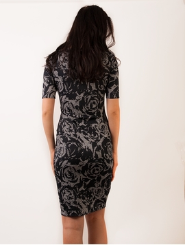 Rochie Mulata Cu Flori Negru Si Gri