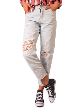 Jeans Boyfriend Rupti Dama Albastru Deschis