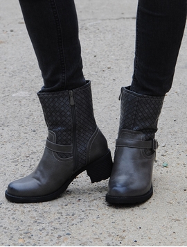Botine Dama Imblanite Cu Toc Mediu Gri