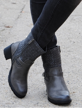 Botine Dama Imblanite Cu Toc Mediu Gri