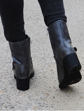 Botine Dama Imblanite Cu Toc Mediu Gri