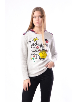 Bluza Dama Cu Imprimeu Si Gluga In Carouri Gri