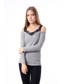 Bluza Dama Cu Umerii Goi Gri
