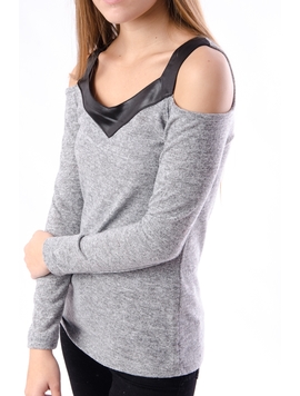 Bluza Dama Cu Umerii Goi Gri