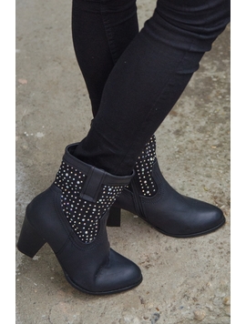 Botine Dama Cu Strasuri Si Toc Negre