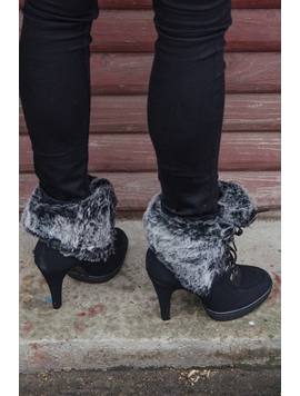 Botine Dama Cu Toc, Siret Si Blanita Negre