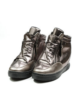 Sneakers Dama Cu Platforma PistolOn Gri Metalizat