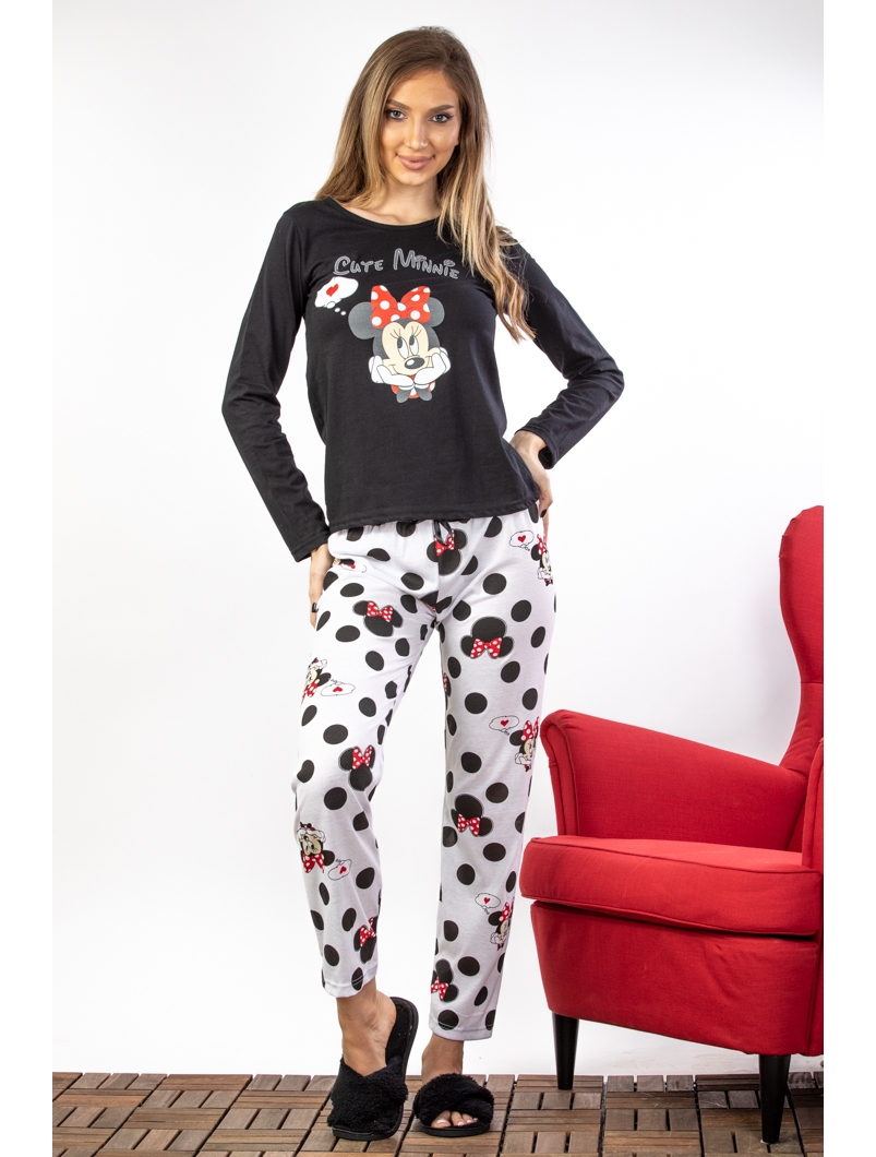 Oceania Suradam jeans Pijama Dama Bumbac MinnieOnee Negru | zenda.ro