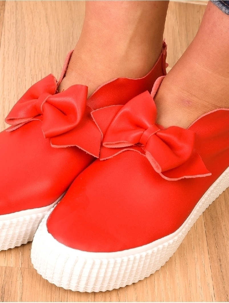 Pantofi Dama Sport Cu Fundita Decorativa Bride Rosii