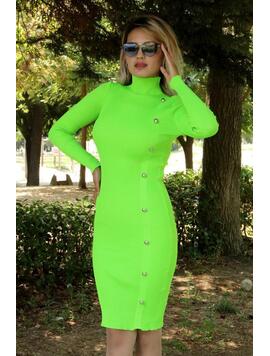 Rochie Dama Buttons Verde Neon