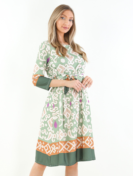 Rochie Dama Ximena Verde cu Alb
