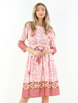 Rochie Dama Ximena Roz cu Alb