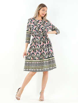 Rochie Dama GizehPrint Negru cu Fucsia