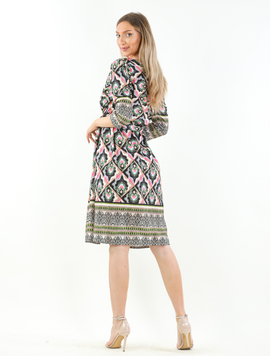 Rochie Dama GizehPrint Negru cu Fucsia