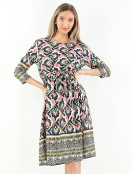 Rochie Dama GizehPrint Negru cu Fucsia