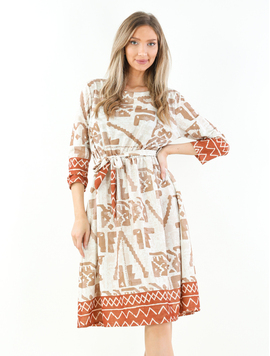 Rochie Dama Haven Crem cu Maro