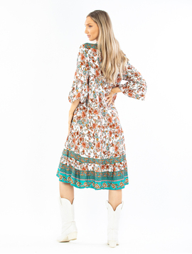 Rochie Dama ElviraStyle Alb cu Verde