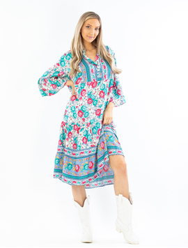Rochie Dama ElviraStyle Alb cu Bleu