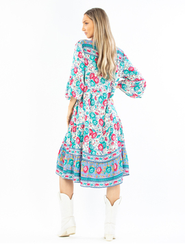 Rochie Dama ElviraStyle Alb cu Bleu