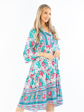 Rochie Dama ElviraStyle Alb cu Bleu