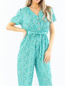 Salopeta Dama Bumbac Nalini Bleu cu Verde