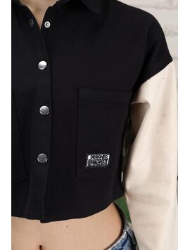 Jacheta Dama Denim Syeira Negru cu Bej