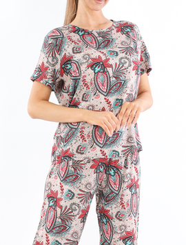 Compleu Dama Panza Electric Wear Bej cu Rosu