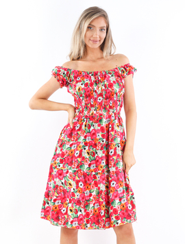Rochie Dama Jesse One Alb cu Roz si Portocaliu
