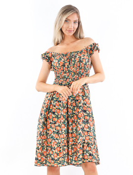Rochie Dama Jesse One Bleumarin cu Verde si Portocaliu