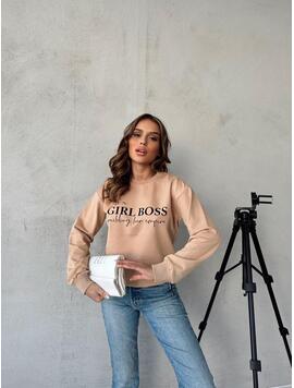 Hanorac Dama Bumbac GirlBoss Bej
