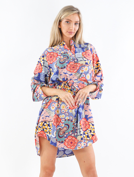 Rochie Dama Kalista Albastru cu Portocaliu