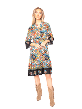Rochie Dama TheaOne Negru cu Albastru