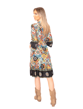 Rochie Dama TheaOne Negru cu Albastru