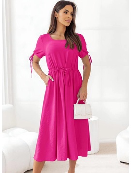 Rochie Dama Snur la Maneca Fucsia