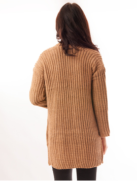 Cardigan Dama Tricotat Cu Buzunare Maro