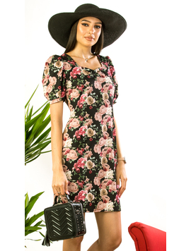 Rochie Dama Abigail Negru si Roz