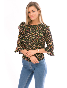 Bluza Dama SonicGirl Negru Verde si Crem