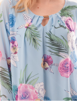 Bluza Dama Din Voal Cu Model Floral Suspicious Bleu