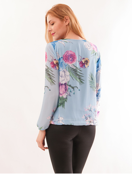 Bluza Dama Din Voal Cu Model Floral Suspicious Bleu