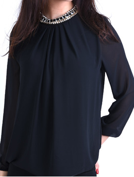 Bluza Dama Din Voal Si Strasuri Remember Neagra
