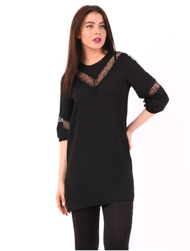 Bluza Dama Lunga Din Voal Ingredient Neagra