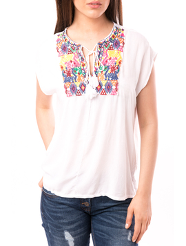 Bluza Dama Cu Broderie Aplicata Paris Alba