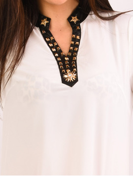 Camasa Dama Cu Guler Tunica Si Accesorii Metalice Better Alba