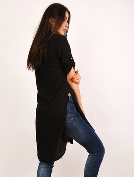 Camasa Dama Lunga Din Voal Comfortable Neagra