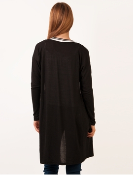 Cardigan Subtire Dama Negru Si Alb