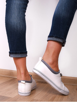 Pantofi Dama Sport Cu Siret Elastic Alive Alb Si Gri