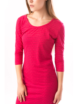 Rochie Dama Cu Imprimeu Ajurat FeelingGood Fucsia